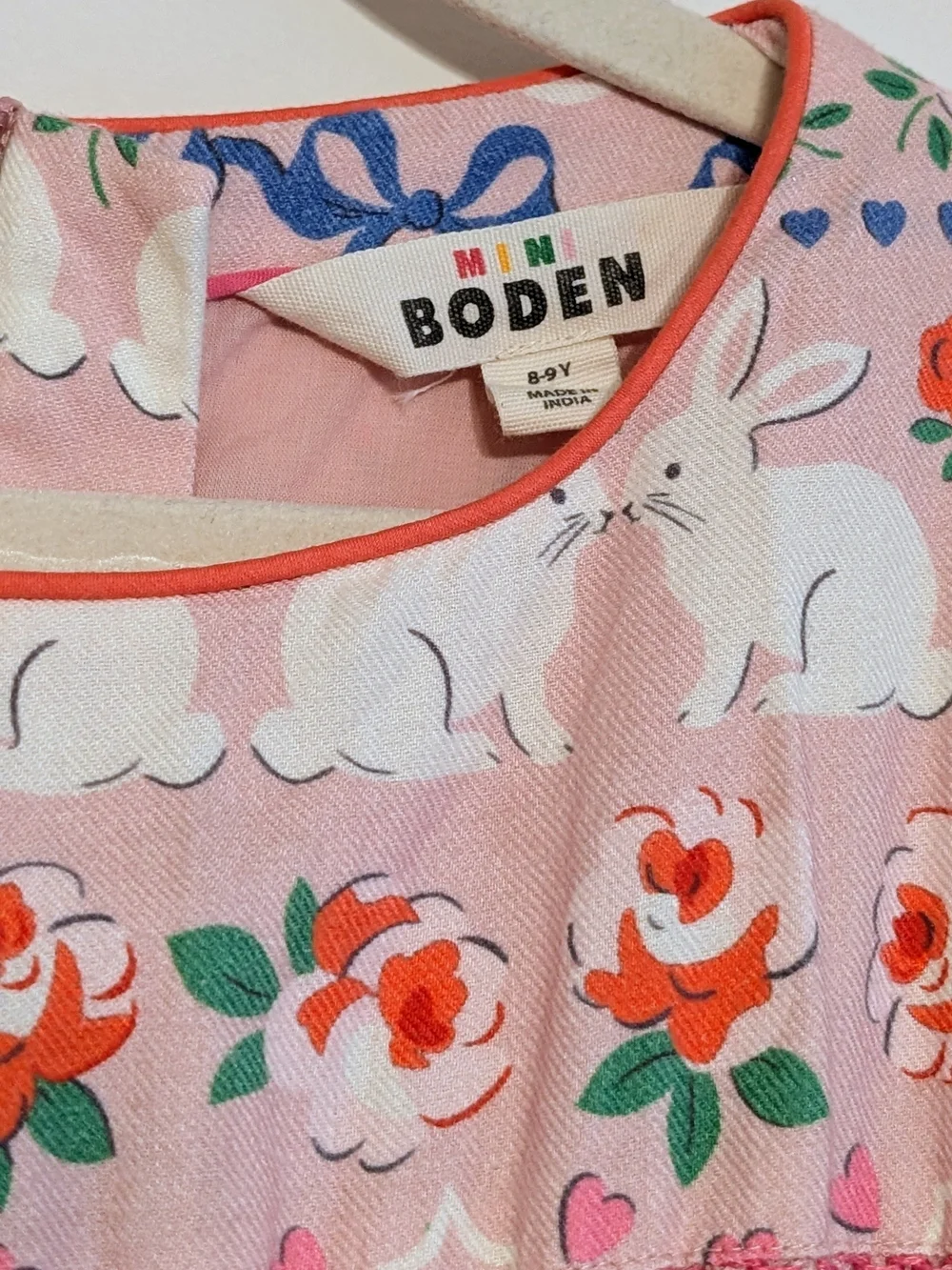 Mini Boden Girls Smocked Pink Dress with Long Sleeves 8-9Y